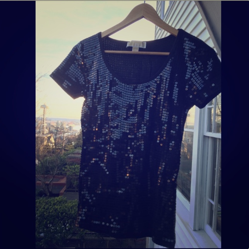 MICHAEL Michael Kors Black sequined tee